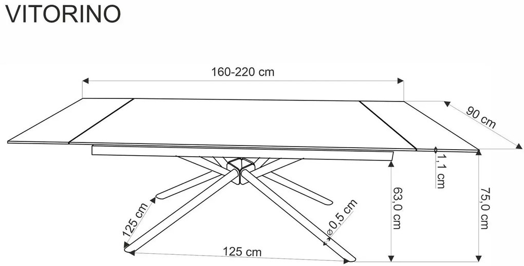 Stół rozkładany VITORINO 160(220)x90 biały marmur HALMAR
