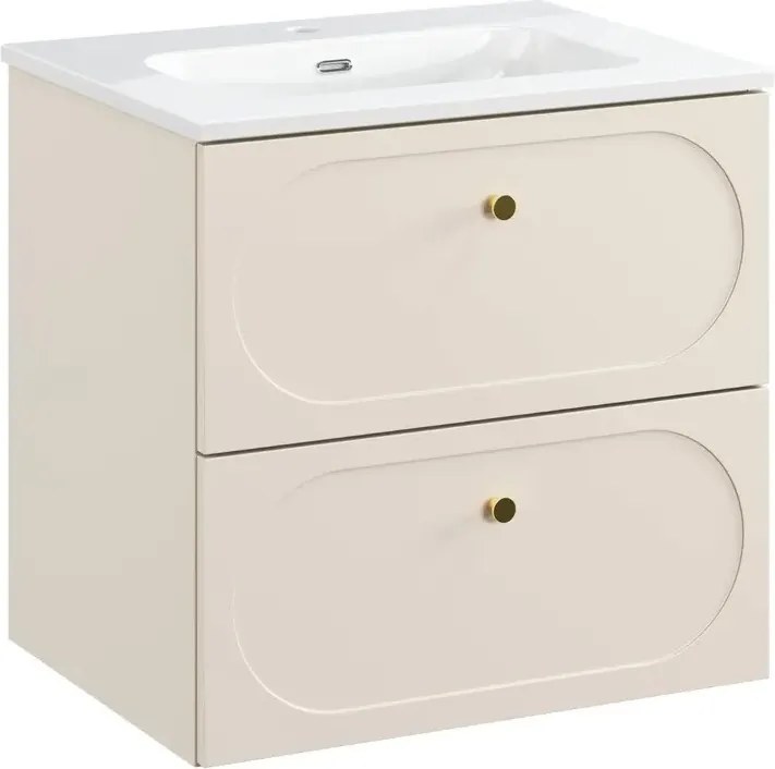 Szafka pod umywalkę DONNA SAND 2S 60cm beż piaskowy z umywalką wpuszczaną FLY COMAD