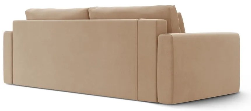 Jasnobrązowa aksamitna rozkładana sofa ze schowkiem 238 cm Belfast – Cosmopolitan Design