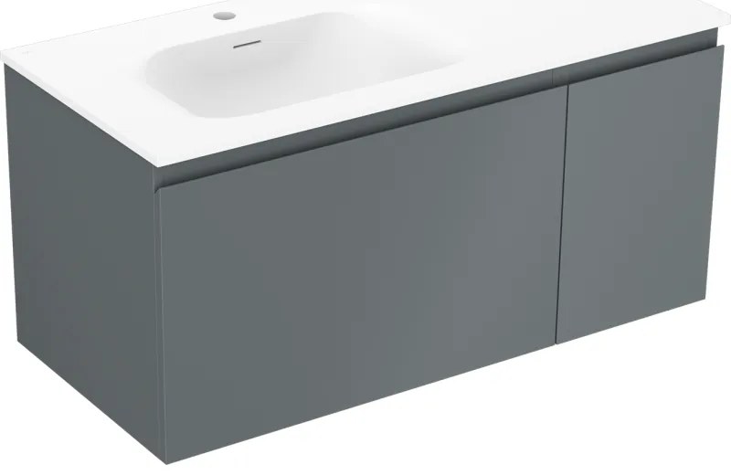 Mexen Orio szafka łazienkowa 90 cm z umywalką Vela lewą, 1S, 1D, grafit mat/biała mat - 91A13-09047-3-BBFF66-W23L01
