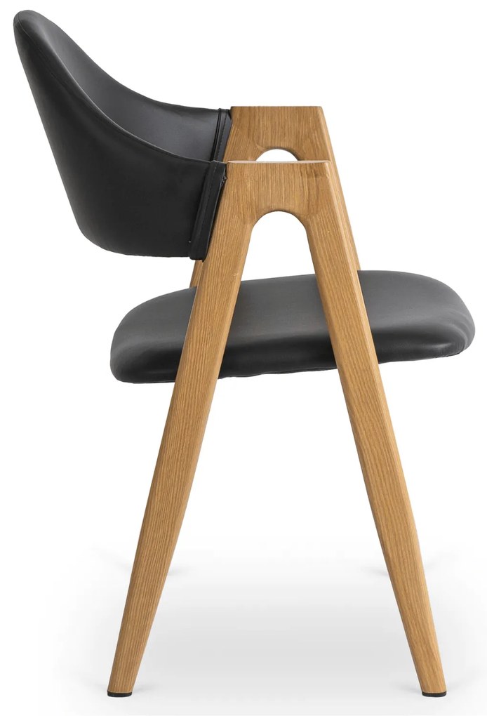 Krzesło Tapicerowane do Salonu WILLY Czarne Ekoskóra Nowoczesne Loft