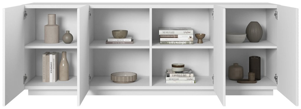 Komoda Asha 200 cm czterodrzwiowa - biały mat