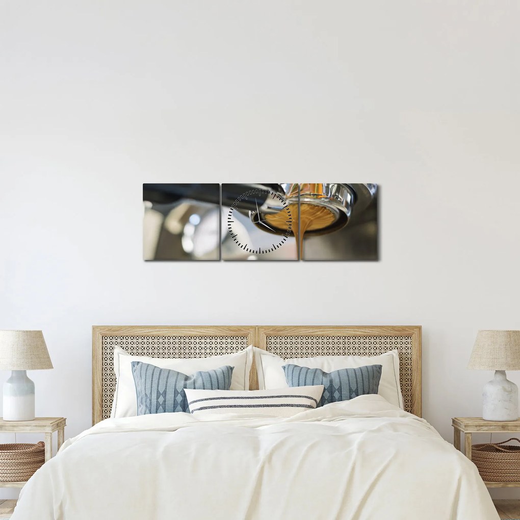 Obraz - espresso (z zegarem) (90x30 cm)