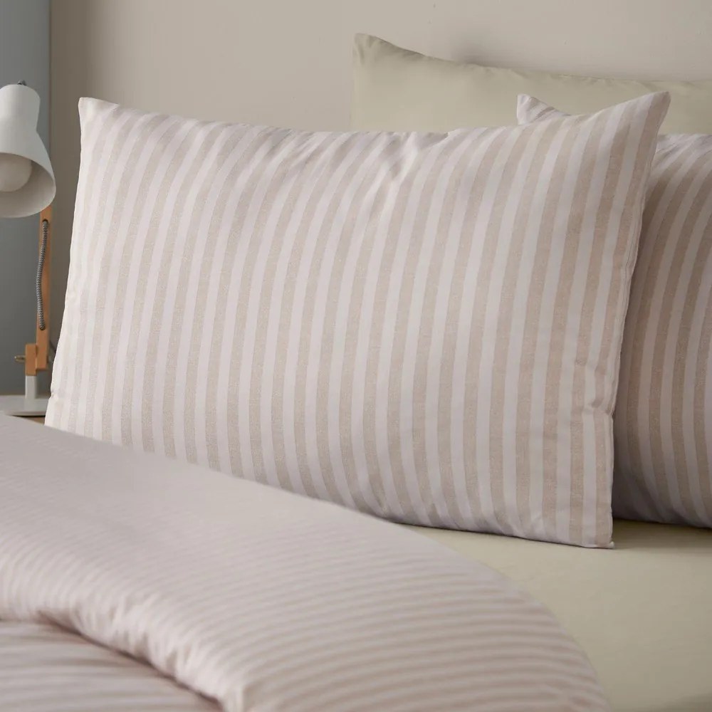 Beżowa pościel dwuosobowa 3-częściowa 200x200 cm Epping Textured Stripe – Catherine Lansfield