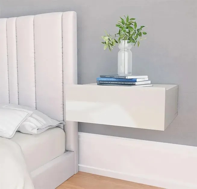 Nowoczesna wisząca szafka nocna biały połysk S2-C59