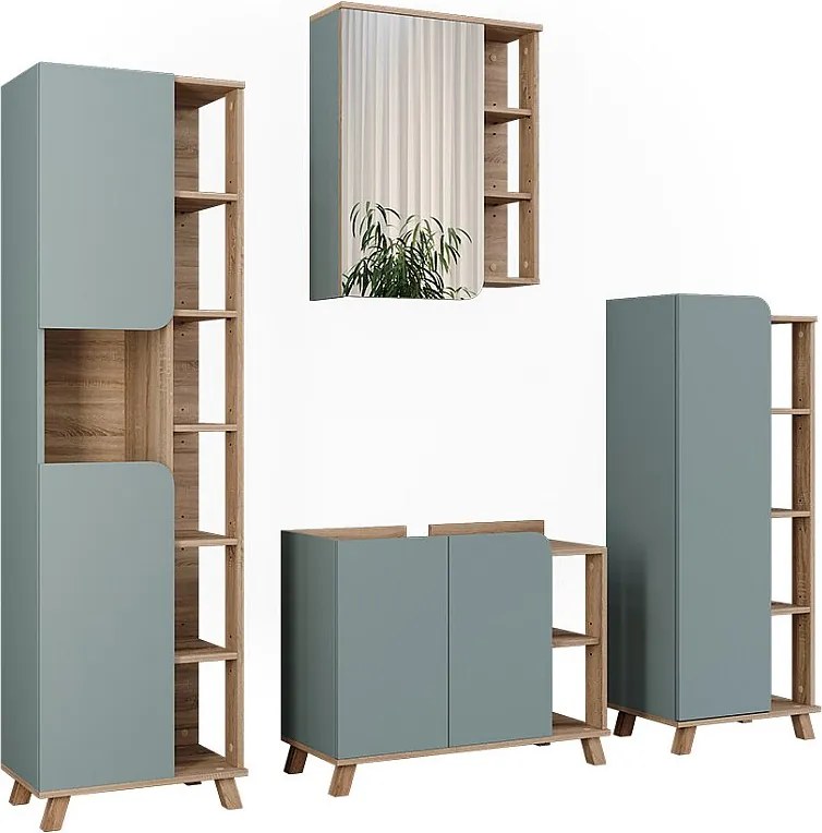 Zestaw mebli łazienkowych sonoma/niebieski 80x35x65 karen
