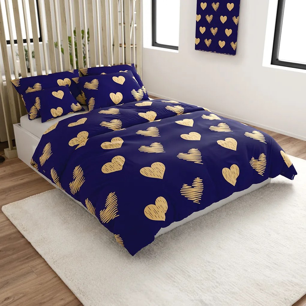 PrzytulneMieszkanie.pl PrzytulneMieszkanie.pl Pościel z mikrofibry GOLBINO ciemnoniebieska Rozmiar pościeli: 2 szt 70 x 90 cm | 200 x 220 cm