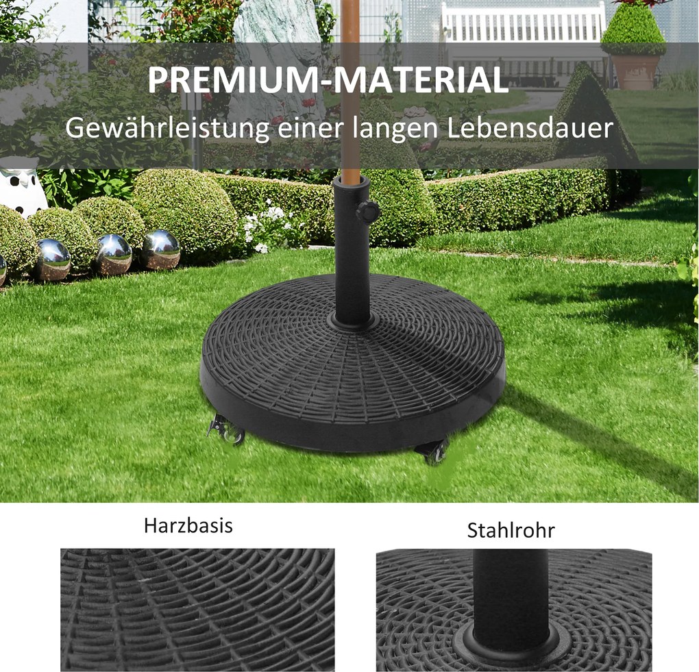 Outsunny Stojak Pod Parasol 25kg Imitacja Rattanu Stabilny i Dekoracyjny Do Ogrodu i Tarasu | Aosom PL
