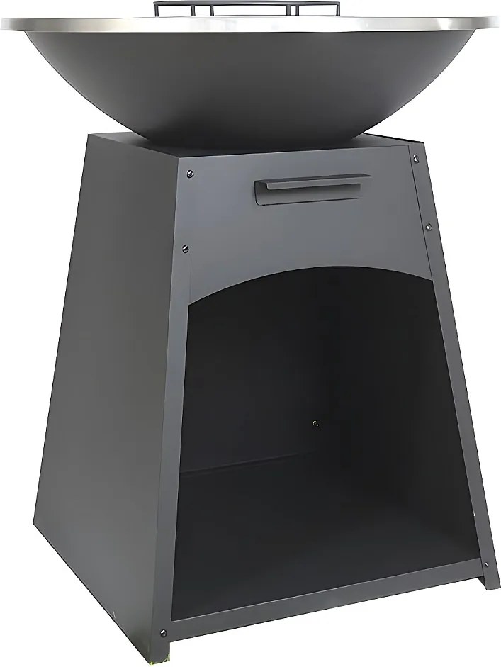 Grill z płytą i paleniskiem ze stali - szer. 81 x dł. 81 x wys. 96 cm - Czarny - CORVERA