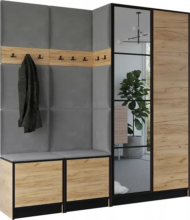 Garderoba EDEN 21 Dąb Craft Złoty + Szary