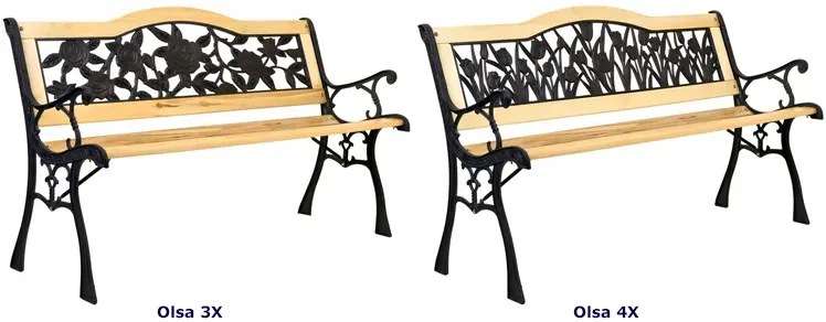 Żeliwna ławka parkowa z motywem róży P7-D64