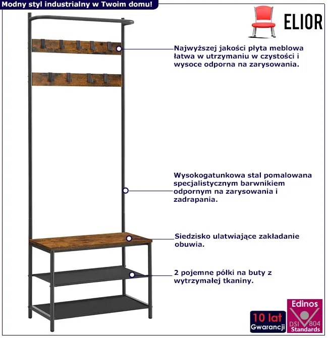 Wieszak Do Przedpokoju Z Szafką Na Buty W Stylu Loft H9-T39