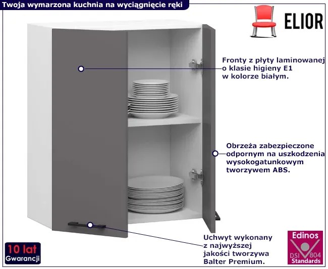 Szara górna szafka kuchenna Darius 3X