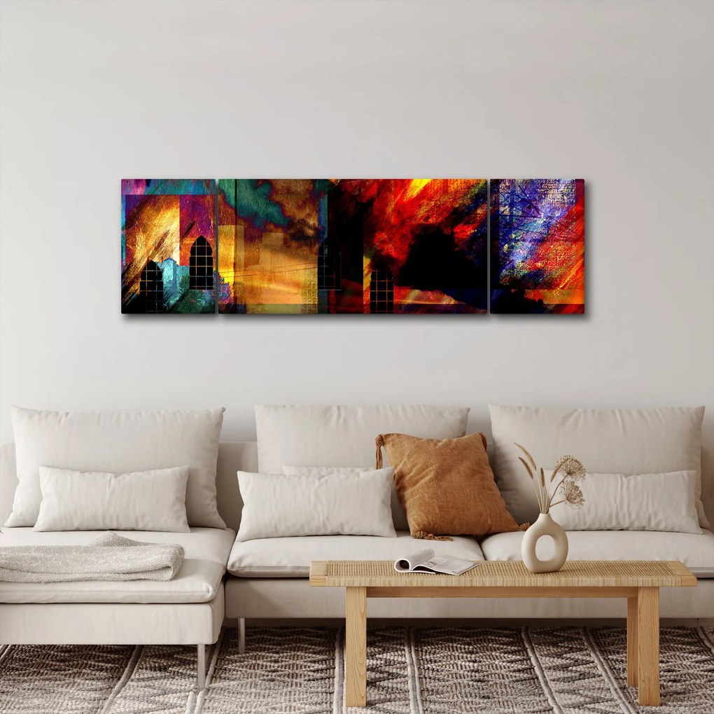 Obraz - Kolorowa abstrakcja miasta (170x50 cm)