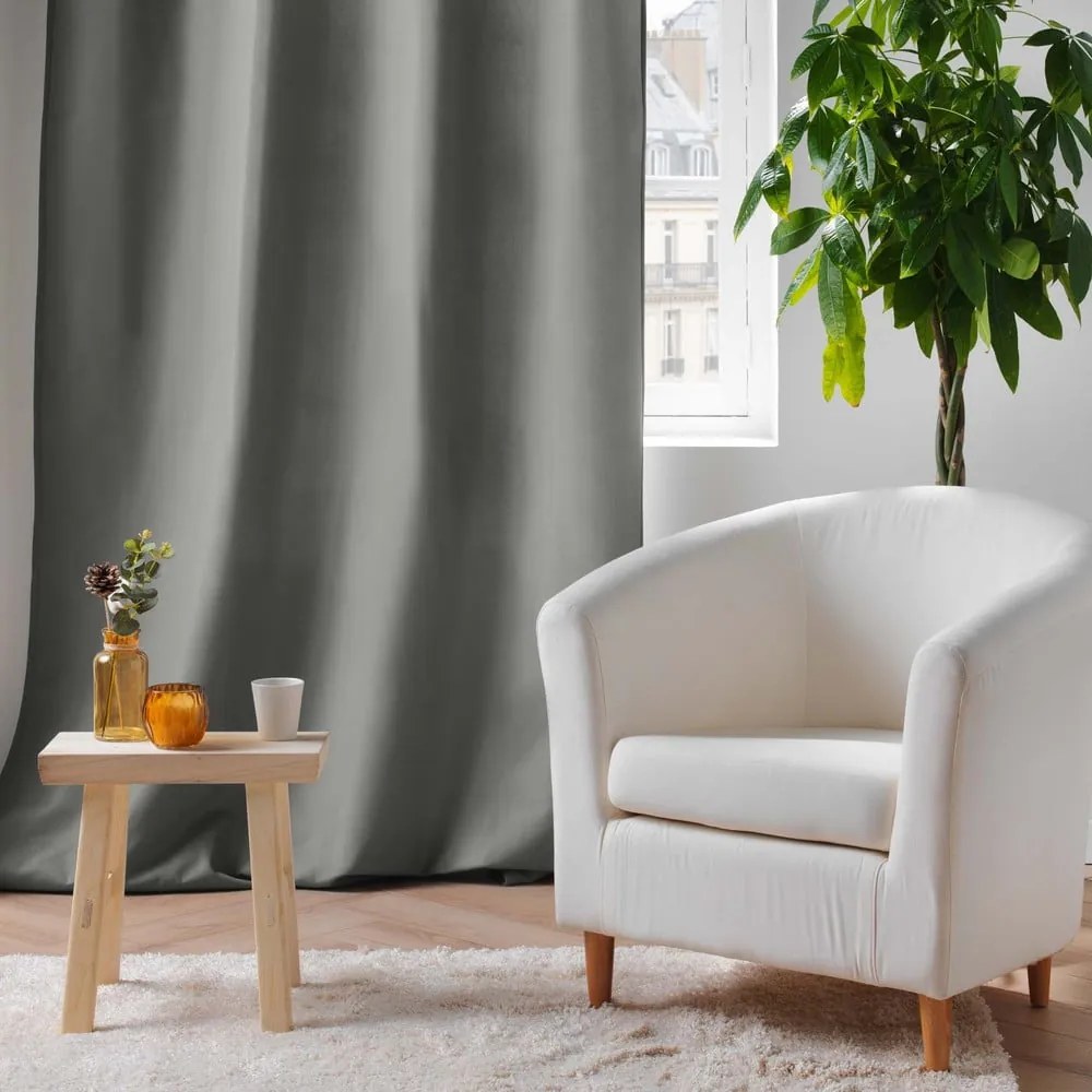 Szara zasłona termiczna z mikrowłókna 135x260 cm Micropolar – douceur d'intérieur