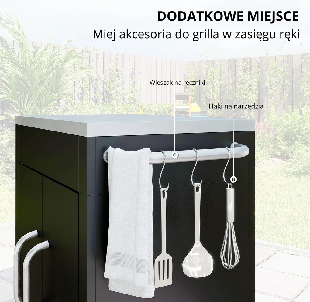 Homcom Wózek do grilla - wózek na grill, mały wózek na grill, duży wózek na grill, wózek na grill dla ogrodu, Stal Szlachetna Czarny | Aosom PL