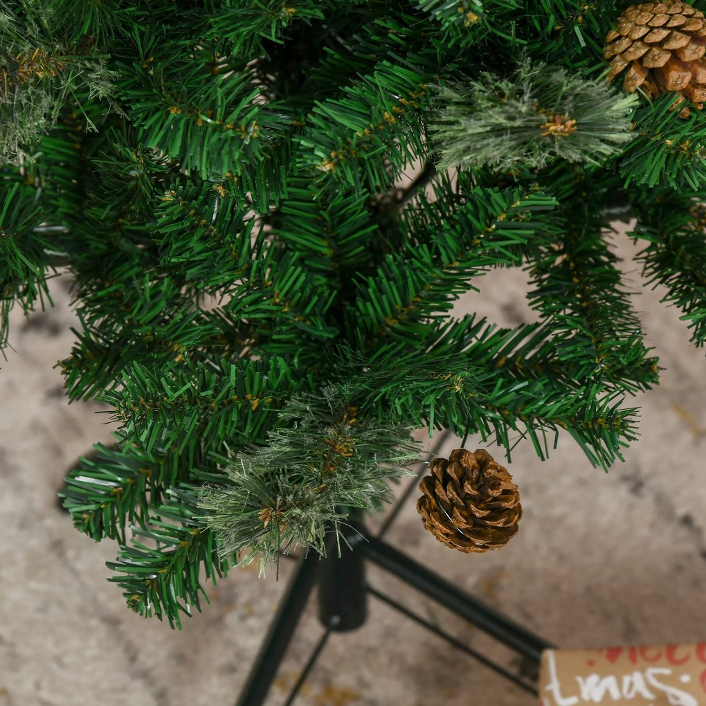 HOMCOM Sztuczna Choinka, Smukła, z Szyszkami, Ognioodporna, 54 x 195 cm, Zielona | Aosom PL