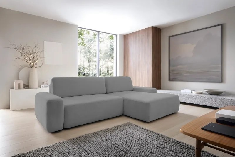 Narożnik BOULI Lewostronny z Elektryczną Regulacją wolnostojący tkanina Raven 10 Szary DOMO HOME