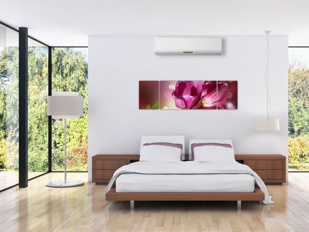 Obraz różowych tulipanów (170x50 cm)