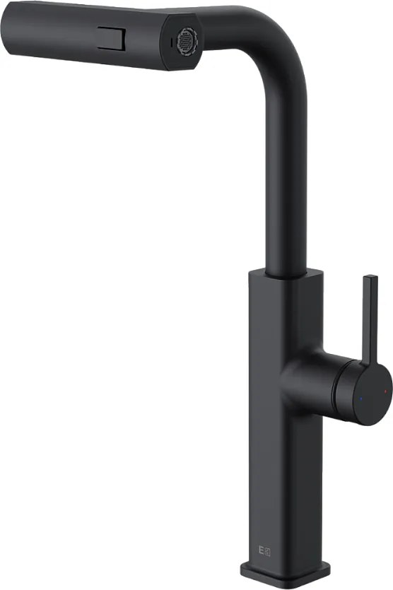 Esseswitch bateria zlewozmywakowa z wyciąganą wylewką matowa czerń - Essebagno