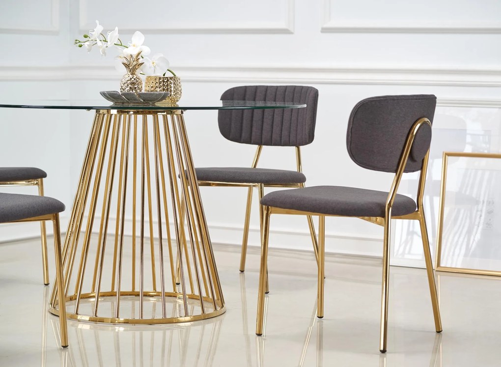 Okrągły stół ze szklanym blatem w stylu glamour Liverpool