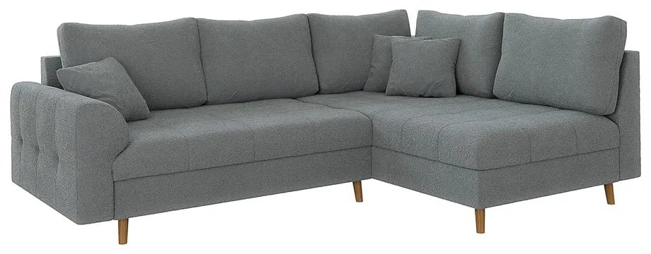 Szary narożnik z materiału bouclé (prawostronny/w kształcie litery L) Ariella – Ropez