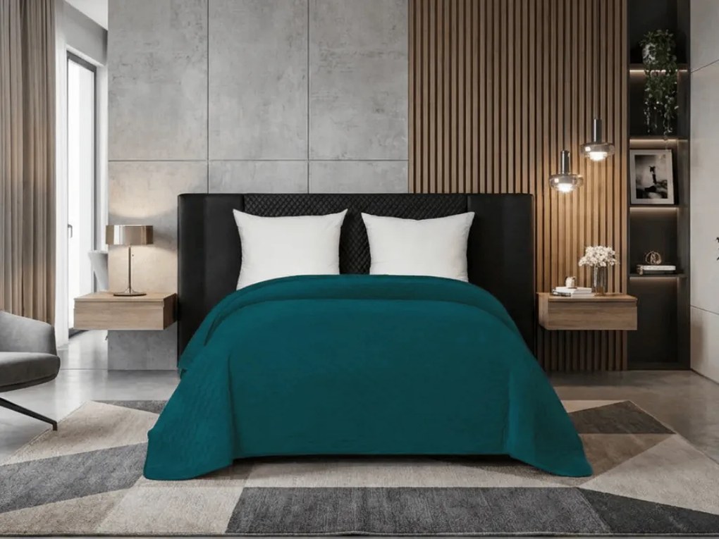 Aksamitna narzuta na łóżko ASTRALIA, turkusowa Rozmiar: 200 x 220 cm