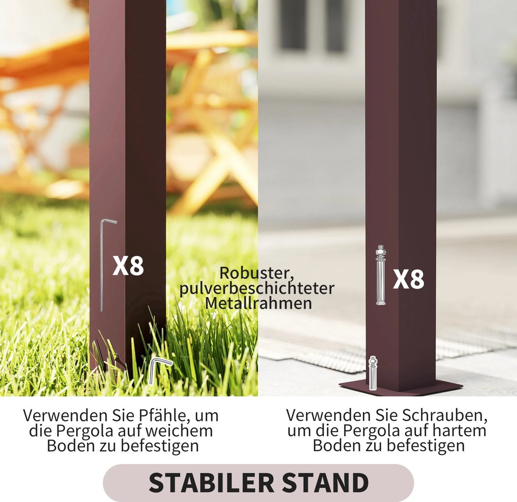 Outsunny pergola ogrodowa 3x25m z regulowanym daszkiem ochrona UV30+ stabilny pawilon na taras i ogród ciemnobrązowy | Aosom PL