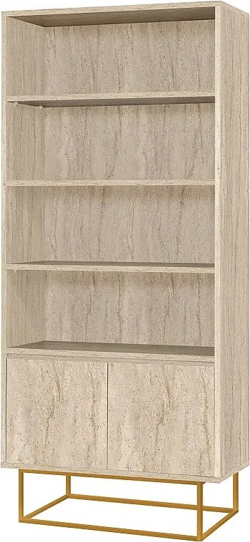 Półka – 80 x 182 x 36 cm – trawertyn – pokryta w 100% melaminą, nogi metalowe