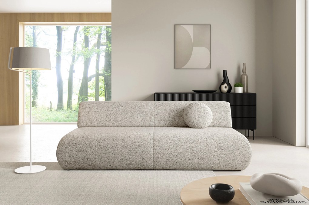 Masseno Sofa DELTA z funkcją spania i pojemnikiem na pościel, Rozkładana sofa - Beżowy, PUENTE 06