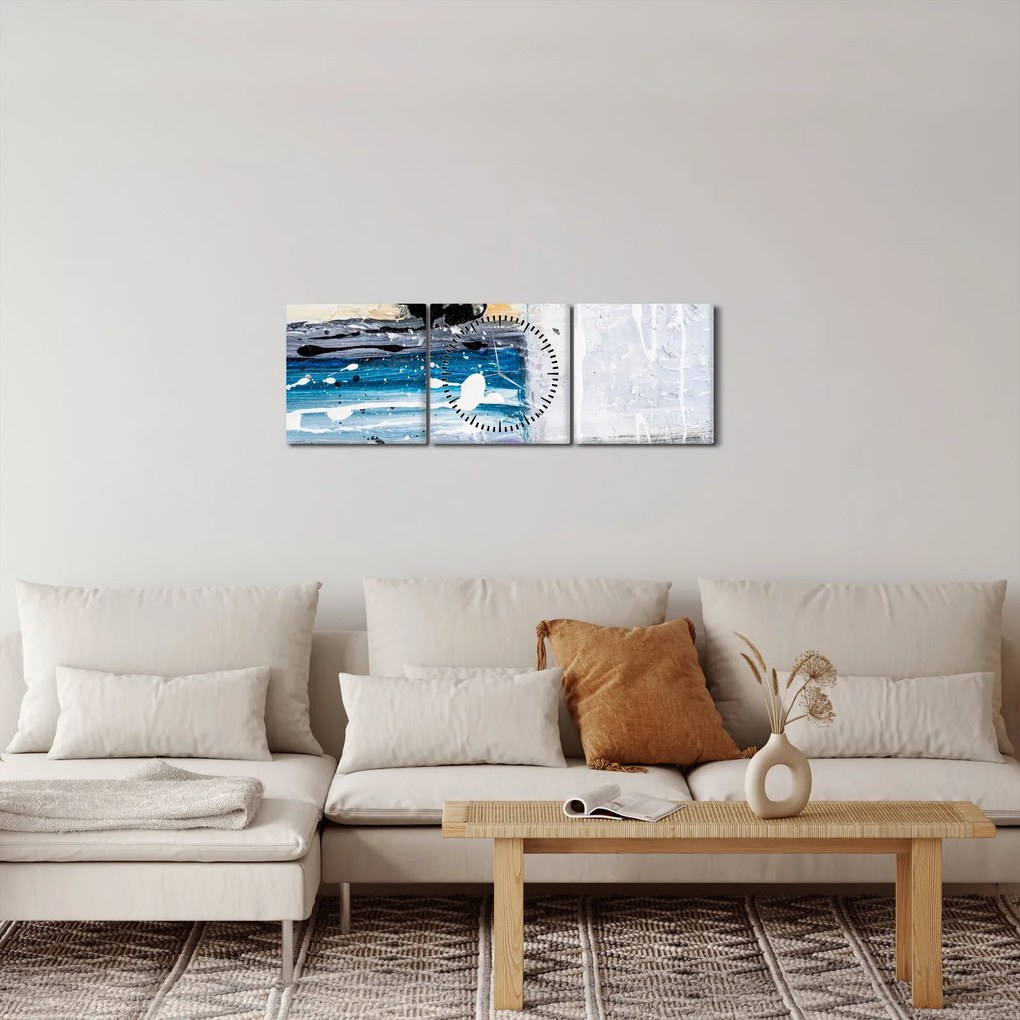 Obraz - Abstrakcyjne pociągnięcia (z zegarem) (90x30 cm)