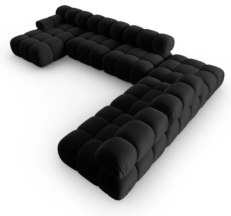 Czarna aksamitna sofa 379 cm Bellis – Micadoni Home