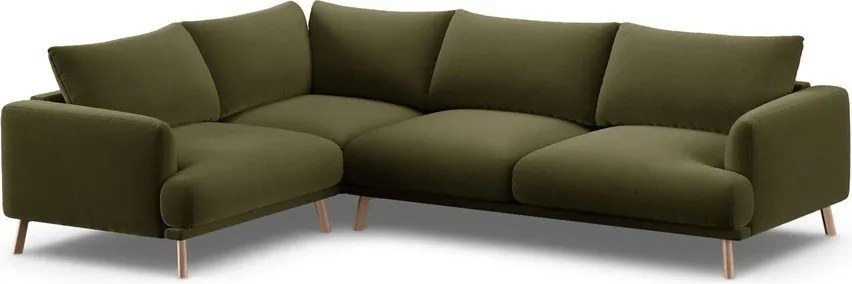 Zielony aksamitny narożnik (lewostronny/w kształcie litery L) Naomi – Micadoni