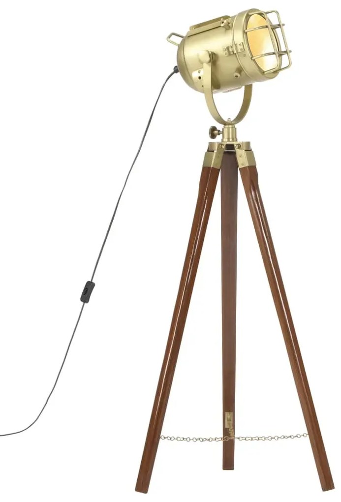 Brązowa lampa stojąca retro z drewna mango - 5X EX191 C3-L92