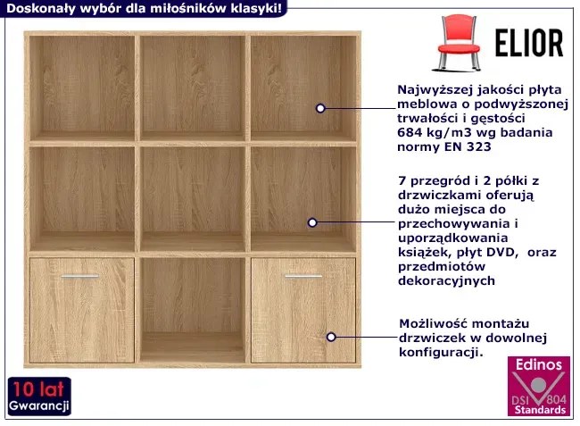 Otwarty regał w stylu skandynawskim dąb sonoma - Lorines 3X