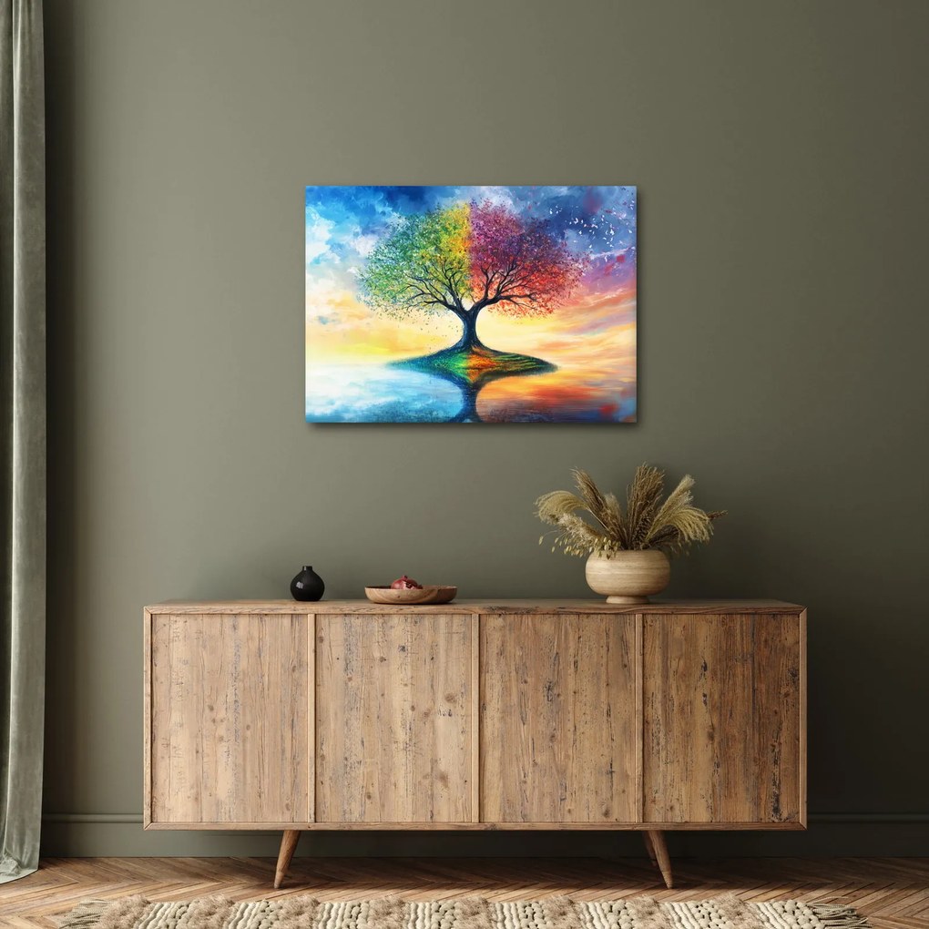 Obraz – Malowane drzewo czterech pór roku (70x50 cm)