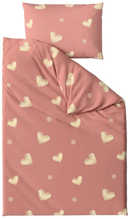 PrzytulneMieszkanie.pl PrzytulneMieszkanie.pl Pościel z mikrofibry ORANGE HEART, różowa Rozmiar pościeli: 2 szt 70 x 90 cm | 200 x 220 cm