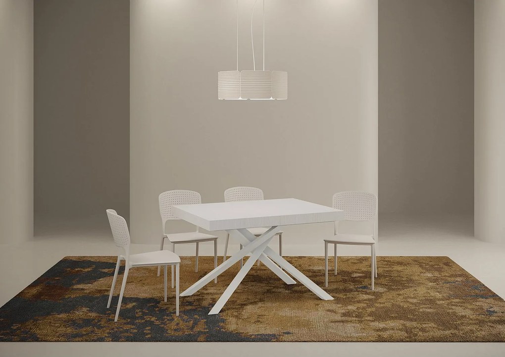 Stół rozkładany 130/234x90 cm Karida Premium frassino biała nogi białe