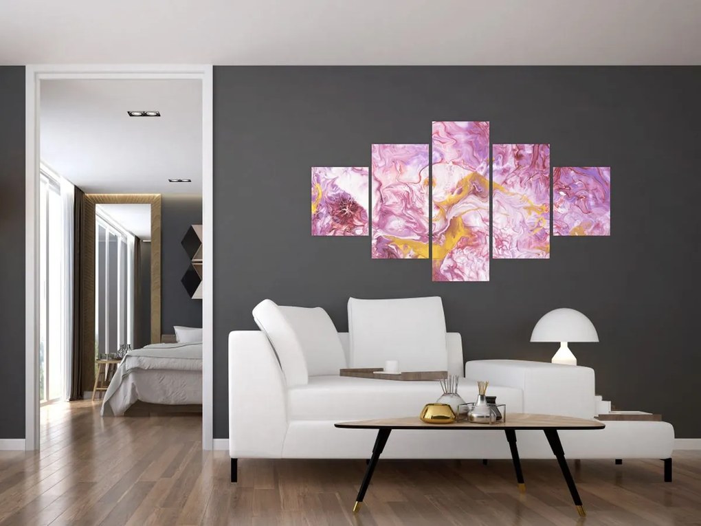 Obraz - Różwa abstrakcja (125x70 cm)