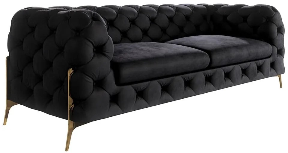 Czarna aksamitna sofa 225 cm Chelsea Bis – Ropez
