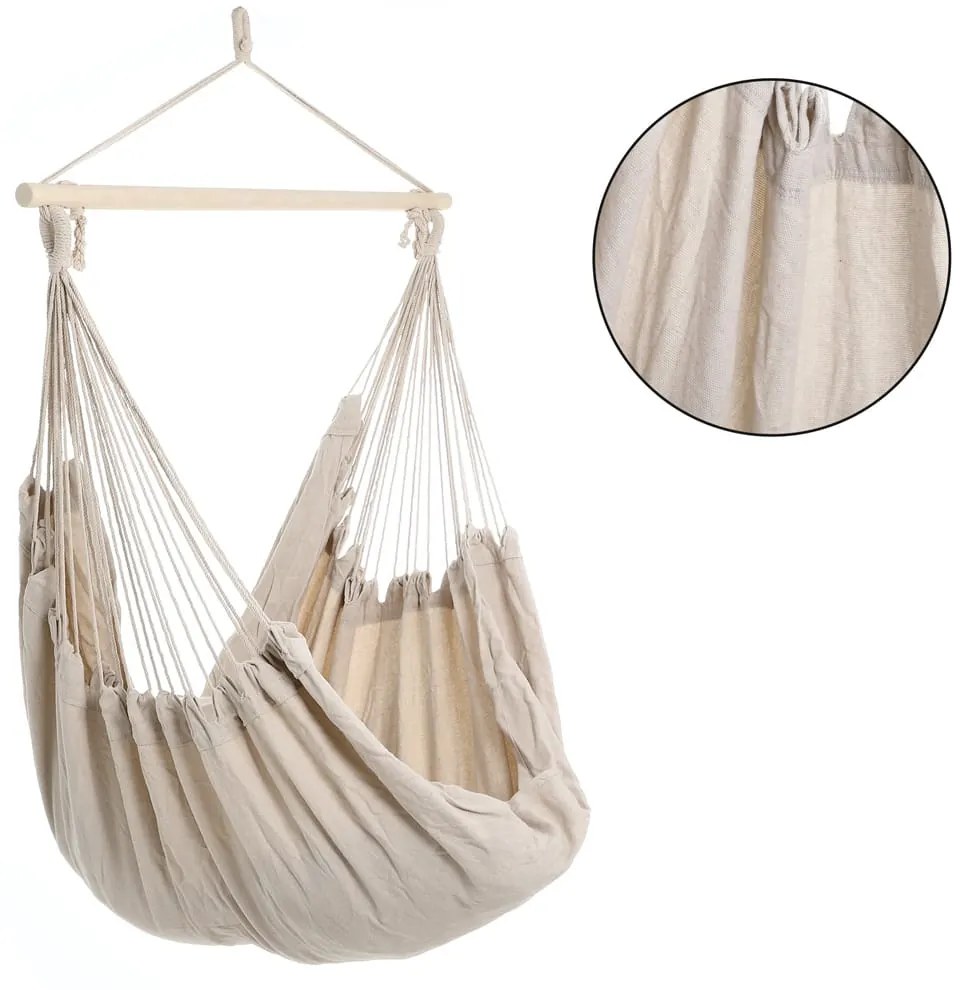 Wiszące krzesło BOHO z poduszkami, Ø61cm, beżowa Jurhan