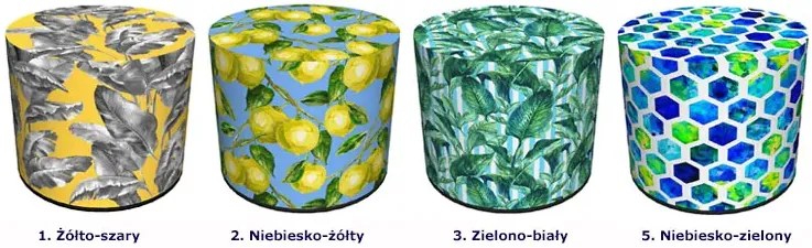 Żółto-szara okrągła pufa z ozdobnym printem - Mikin