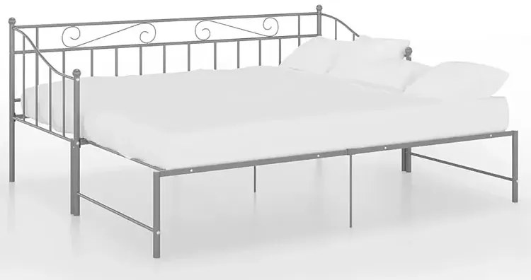 Szare metalowe łózko rozkładane 90x200 cm - Leoli
