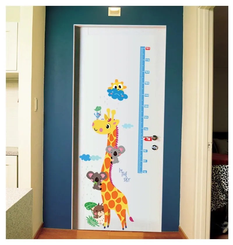 Naklejka dziecięca do mierzenia wzrostu na drzwi/na ścianę 60x120 cm Giraffe &amp; Koalas – Ambiance