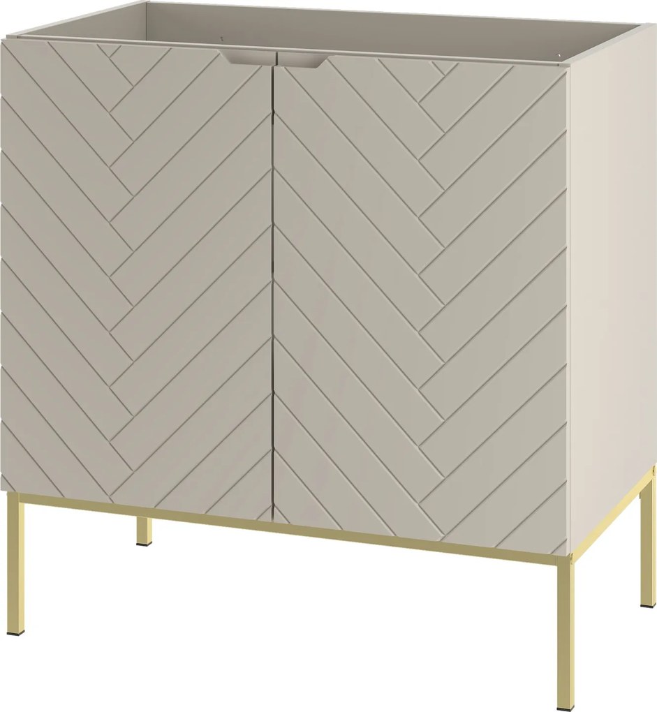 Szafka pod umywalkę wpuszczaną Aspen 08, cashmere/złoty, 80 cm