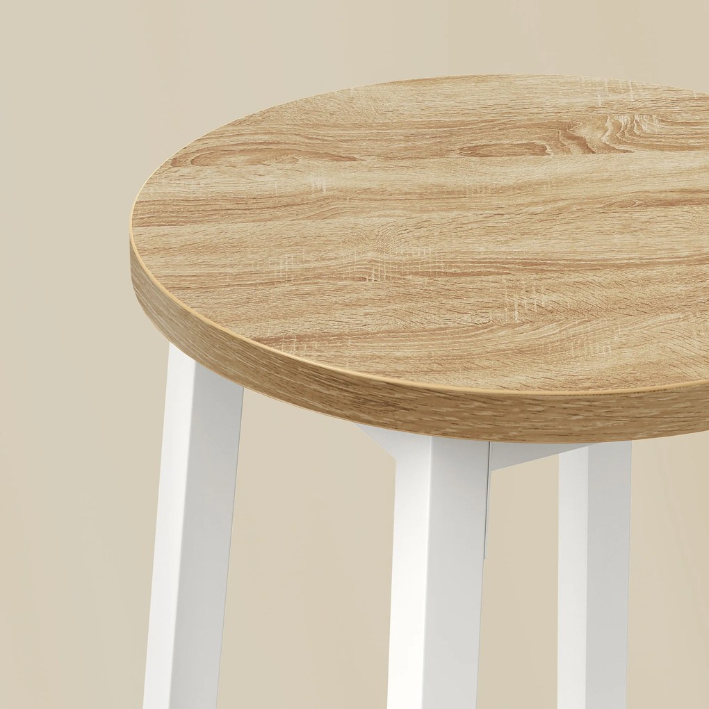 Taboret barowy hoker - dąb sonoma / nogi białe