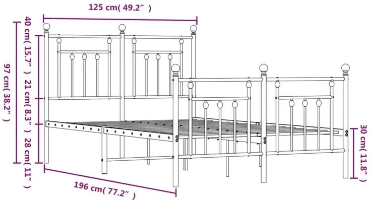 Czarne metalowe łóżko rustykalne 120x190cm Relva