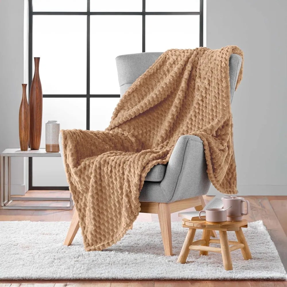 Brązowy koc z mikfroflaneli 125x150 cm Mini Frosty – douceur d'intérieur