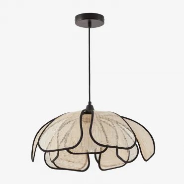 Lampa Sufitowa Wisząca Ø50 Cm Vidson Len I Bawełna Naturalny - Czarna - Sklum