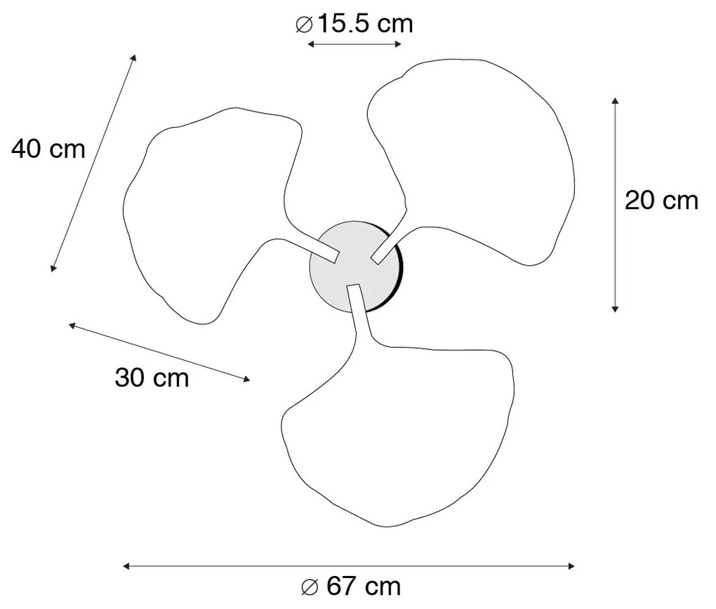 Orientalna lampa sufitowa mosiężna z czarną 3-światłową - Louka